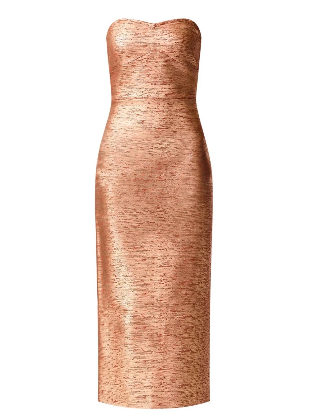 Elliatt Strapless Midi Dress in Copper Orange